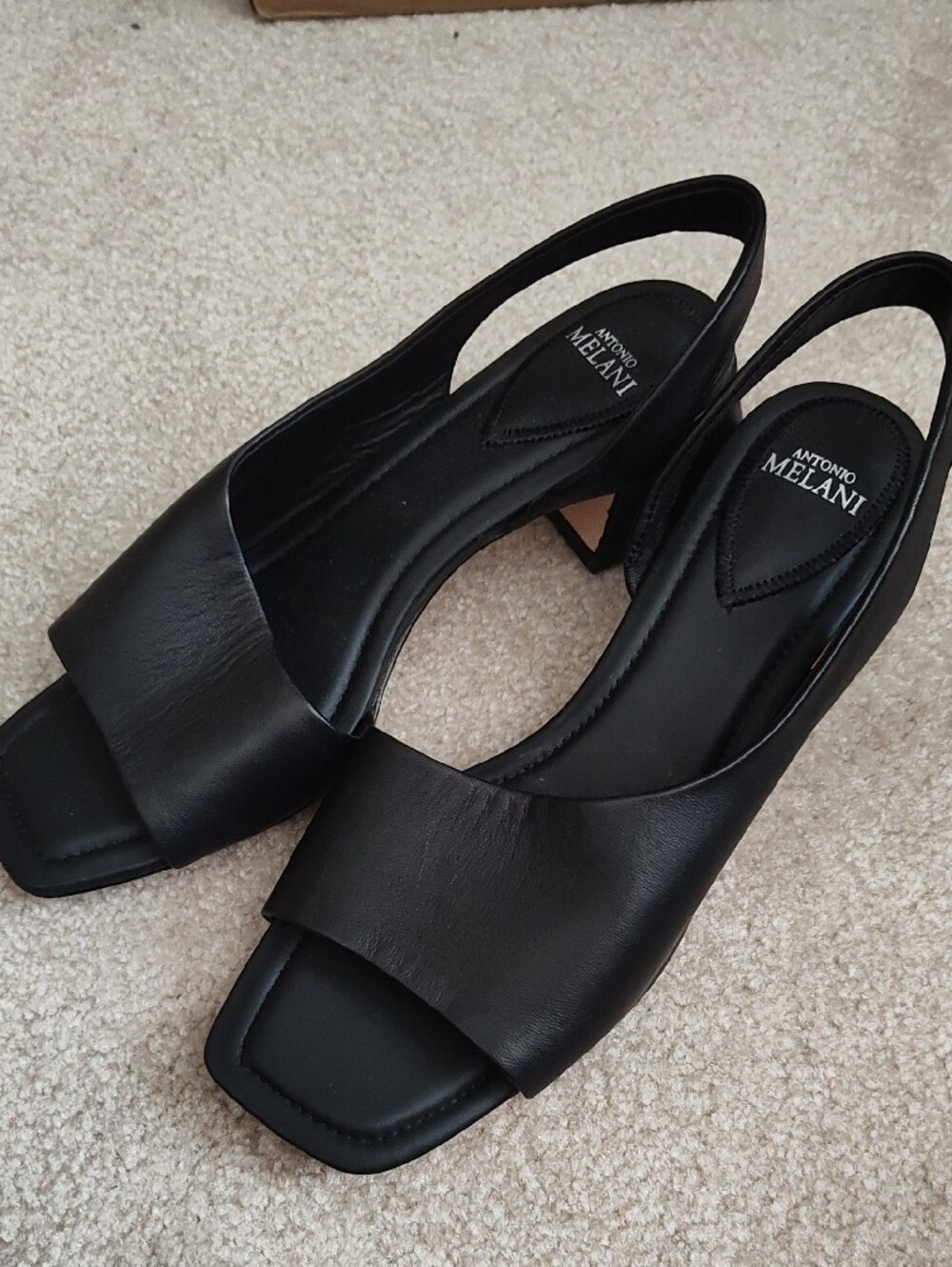ANTONIO MELANI Black Leather Slingback Mules - Picture 2 of 4